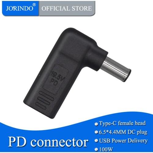 JORINDO Type-C female jack to DC6.0*1.4MM male plug Fast charge converter for notebook computer，PD100W,5A large current