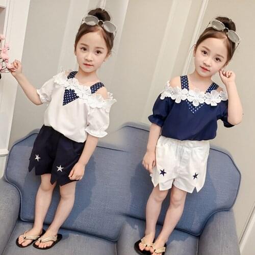 Girls Sets Summer Clothes Lace Shirt + Shorts 2PCS Girls Sets Clothing Teenage Kids Clothing 6 10 12 Year