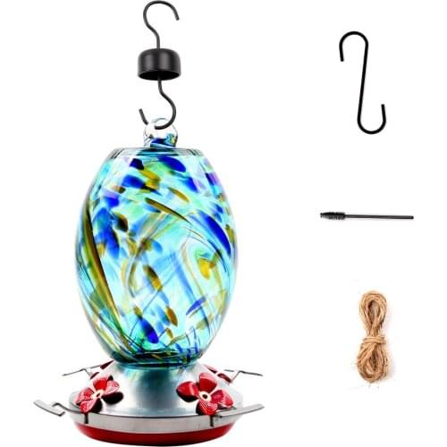 Stained Glass Hummingbird Food Feeder Glass Feeder Drinker Water Feeding Bowl For Yard Outdoor Parrot Bird Feeder Accessories