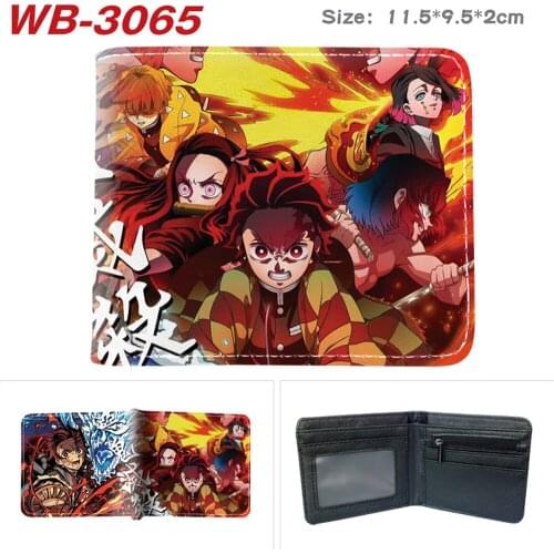 Anime Demon Slayer PU Wallet Casual Cosplay Teenager Gifts Mens Bifold Photo Coin Card Holders Boys Girls Leather Purses