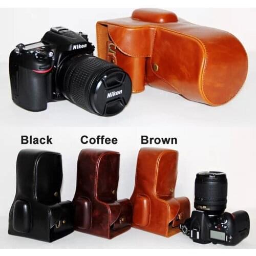 Leather Hard camera case bag cover Grip for Nikon D7100 D7200