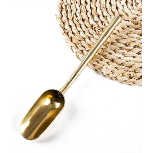 Ice Cream Spoons Kitchen Accessories Brass Copper Dinnerware Set Spoon Tea Spoon Dessert New Bamboo Creative Dessert Coffee