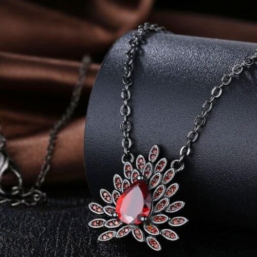 Garilina Fashion Red zircon black gun necklace for women AP2045