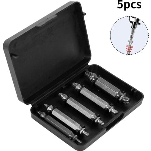 5pcs Material Damaged Screw Extractor Drill Bits Guide Set Broken Speed Out Easy out Bolt Stud Stripped Screw Remover Tool