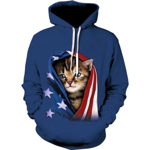 New 2020 womens blanket lazy cat print hoodie fashion men and women casual long-sleeved sports coat
