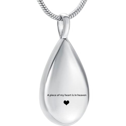 IJD9945 A Piece of My Heart is in Heaven Urn Necklace for Women Cremation Jewelry Memorial Necklace for Human Ashes