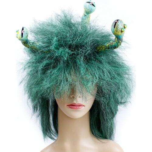 Halloween carnival burning man cosplay costume clasp hair accessory animal stirnband pvc scary medusa snake wig female wigs