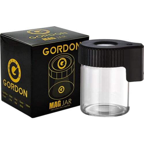 GORDON Plastic&Glass Light-Up LED Air Tight Storage Magnifying Jar Viewing Container 155ML Vacuum Seal Plastic Pill Box Case