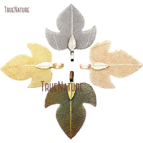 10Pcs Latest Boston Ivy Leaf Pendant Rose Gold, Gun Black, Rainbow Aura, Light Gold Color Leaf Pendant For Less 40x32mm PM15860