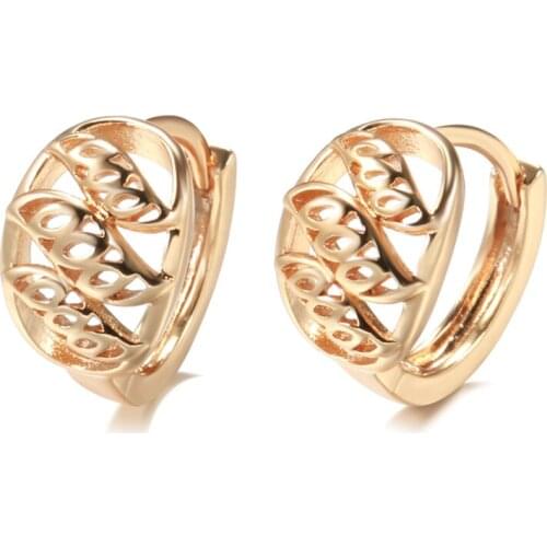 Kinel Hot Fashion Glossy Hollow Flower Dangle Earrings 585 Rose Gold Vintage Earrings For Women Fine Daily Jewelry Wholesale