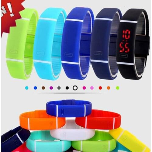 Manufacturers selling candy color LED touch Korea fashion bar watch jelly watch sports bracelet bracelet watch