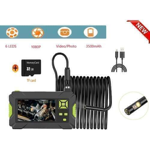 5.5MM Boroscope Camera Industrial Endoscope Dual Lens 5.0 Inch Screen Boroscope Camera with 6 Adjustable LEDs Inspection Camera