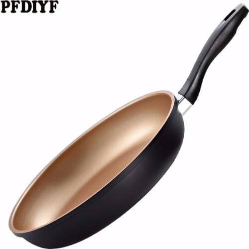 Dropshipping 30CM Non-stick Frying Pan Thick Black Gold Pan No Fume Pancake Steak Omelette Pan Use For Gas Kitchen Supplies