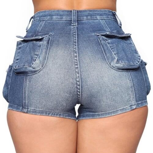 Skinny Pockets Women Casual Shorts Vintage Zipper Plus Size Summer Ladies Shorts Outdoors Short Trousers