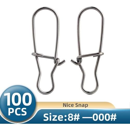 TIANNSII 100pcs Stainless Steel Nice Hooked Snap Pin Fishing Rolling Swivel Lure Connector Carp Fishing Accessories Sea