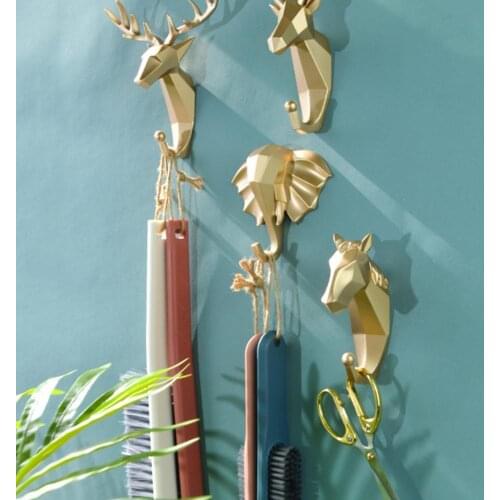 Deer Shaped Hanging Hook Wall Mounted Multifunctional Key Sundries Holder Wall Coat Rack Decoration Accessory for Living Room
