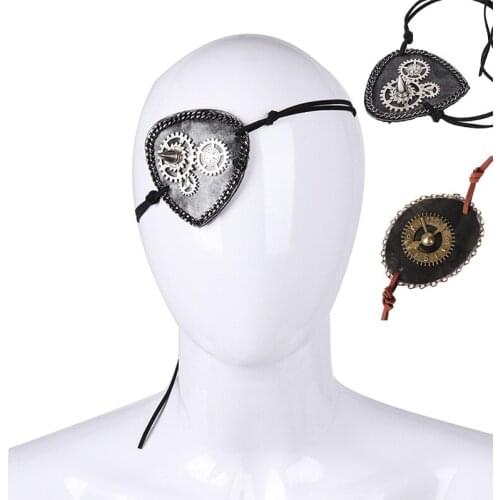 Vintage Steampunk Pirate Gear Rivet Clock Eye Patch Mask Cosplay Costume Accessory Props For Ball Party Halloween Masquerade