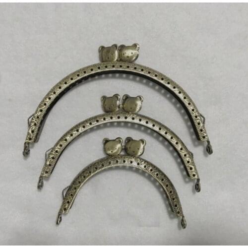 DIY bear head kiss buckle 8.5cm 10.5cm 12.5cm knurling round cute coin bag metal clasp purse frame 10pcs/lot