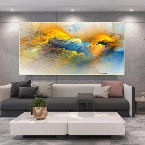 Yellow Blue Abstract Sky Colorful Clouds Canvas Painting Oil Posters Print Modern Wall Art Pictures For Living Room Home Decor