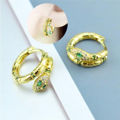 AAA Rainbow Zircon Earrings for Women Serpentine Left Right Clip Earring Zircon Diamond Korean Jewelry Pendientes