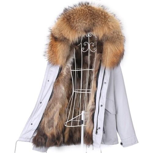 2020 Women Real Fur Coat Winter Short Coat Waterproof Parka Natural Fox Fur Liner and Collar Hooded Casual Jacket 7XL