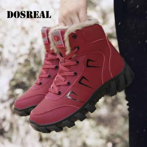 Winter Ladies Plus Velvet Cotton Shoes Men And Women Cowhide Uppers Thick Warm Cotton Shoes Outdoor Anti-Skiing Boots