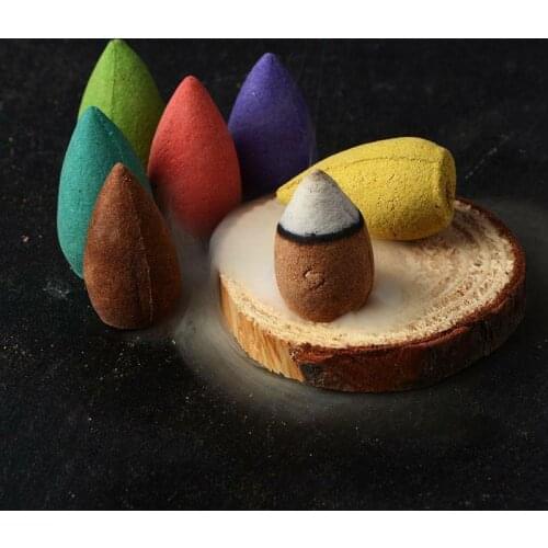 10PCS Natural Sandalwood Backflow Incense Tower Zen Incense Air Purify Freshener Cone Home Supply Meditation Accessories