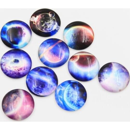 New Fashion 10pcs 25mm Earth Planet Globe Galaxy Nebula Handmade Cabochons Glass DIY Embellishment For Crafts Jewelry Making