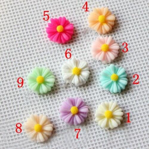100pcs 13mm 9 color optional Daisy flower resin flatback convex circular scrapbooks DIY phone shell / hair decoration 009005012