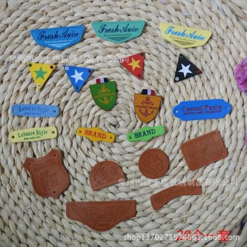 100pcs/lot Fashion Leather Label Print Star Animal Patch Letter Jeans Pants Clothing Decoration Sewing Accessory Applique