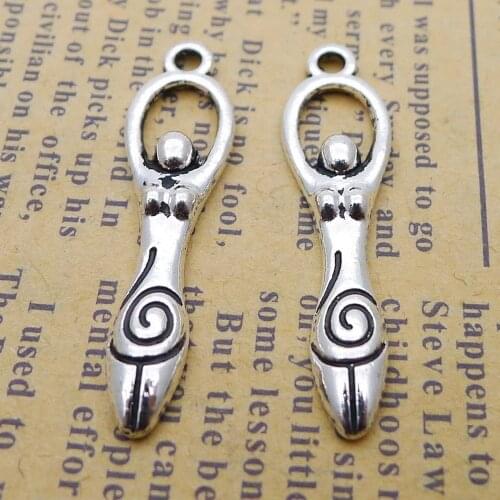 150pcs Sun Goddess Charms 9mm x 33mm DIY Jewelry Making Pendant antique silver color