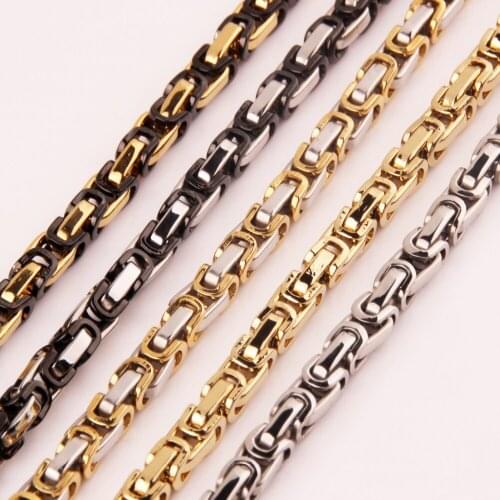 Four Color Choose!Fashion Jewelry 316L Stainless Steel Handmade Byzantine Box Chain Necklaces For Men Women,High Quality