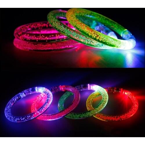 50 Pcs/lot Colorful Changing LED Bracelets Light Up Acrylic Bangle for Party Christmas Bar Glowing Toys Flash Bracelets 2017 New