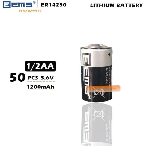 50Pcs/lot New Original EEMB ER14250 1/2AA 3.6V 1200mAh Lithium Battery PLC Batteries Free Shipping