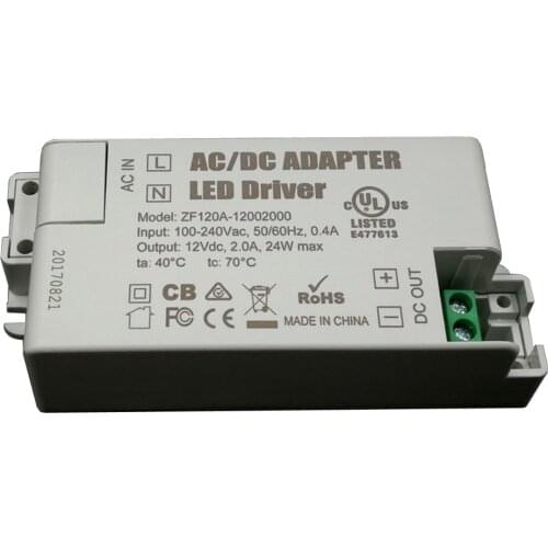 2pcs 100-240V 2A 24W Constant Voltage AC/DC Adapter LED Driver for Cosmetic Mirror Lamps ZF120A-12002000