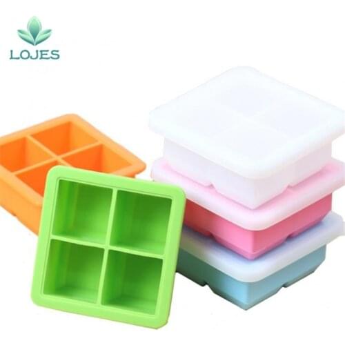 Large Silicone Ice Cube Tray Reusable Square Shape Ice Silicone Mold Bar Cafe Whiskey Ice Ball Maker DIY Ice Cream Mold With Lid