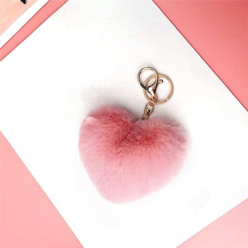 Girl Keychains Ornament Toy Baby Boys Girls Love Heart Stuffed Plush Soft Toys Plush Ball Metal Kids Keychains Toy Gift