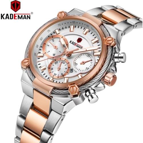 KADEMAN New Ladies Watches TOP Brand Luxury Business Women Wristwatch 3TAM Full Steel Bracelet Quartz Watch Fashion Female Clock