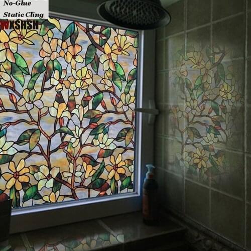 Decorative Windows Films Static Cling Stained Leaf Privacy Protection Decorative Drop-Shipping Textured Window Stickers 30x100cm