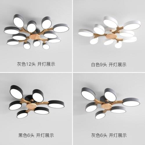 Tree Shaped Gray 110V 220V LED Ceiling Lights For Living Room Modern White Metal Bedroom Lamp Black Surface Mounted Light