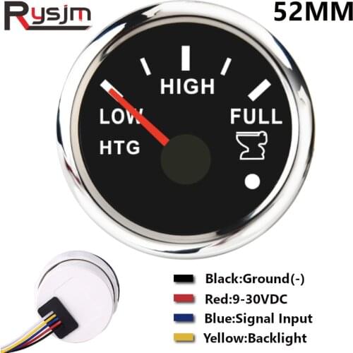 New 52mm Marine Holding Tank Level Gauge 0-190ohm 240-33ohm Waterproof Boat Sewage Level Meter HTG Gauge 12V/24V With Alarm