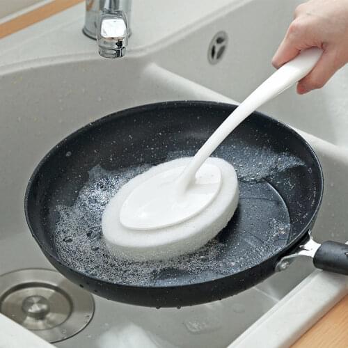 Long Handle Brush Eraser Magic Sponge Diy Cleaning Sponge For Dishwashing Kitchen Toilet Bathroom Wash Cleaning Tool Accessories