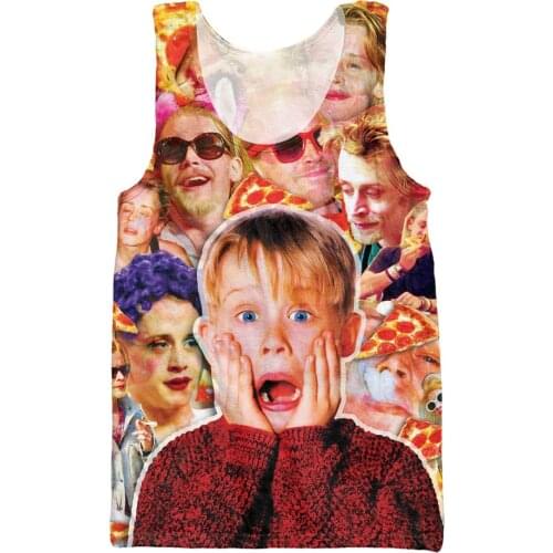 Macaulay Culkin Pizza Party Monster Tank Top The Home Alone Star 3d Summer Style Sexy Vest Jersey For Women Men