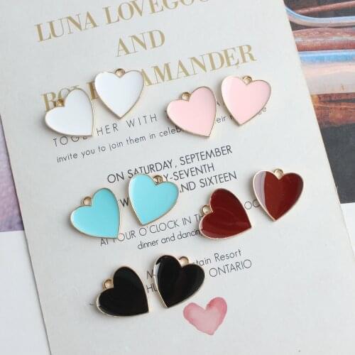 New Arrival Heart Charms 100pcs 17*17mm Colorful Enamel Alloy Ornament Accessories Girls Earring Necklace Bracelet Pendants