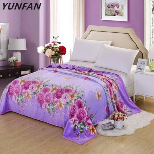 Flowers blankets quilts twin full queen king adult blankets soft Throw Flannel blankets on Bed/car/sofa purple kids luxury rugs