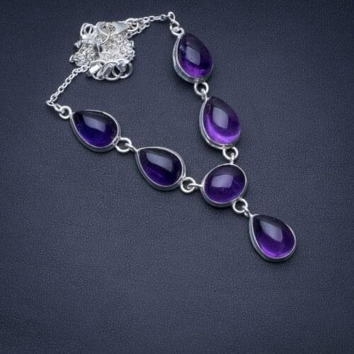 Natural Amethyst 925 Sterling Silver Y-Shaped Necklace 18 1/2" R2756
