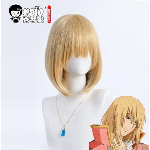 HSIU Anime Howls Moving Castle cosplay wig Howl wig Milk golden Boy handsome wig