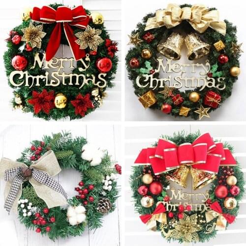 Christmas Wreath Merry Christmas Decorations Ornaments Front Door Hanging Window Wreathes Props Background Xmas Tree Decoration