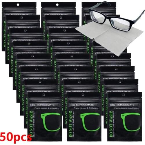 50pcs/pack Reusable Anti-Fog Glasses Wipe Pre-moistened Antifog Lens Cloth Defogger Eyeglass Wipe Prevent Fogging for Glasses
