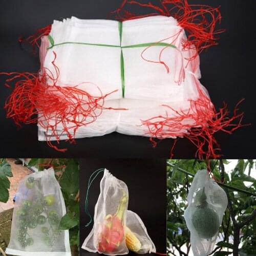 100PCS Fruit Protection Bag Garden Anti Bird Netting Vegetable Grapes Apple Pest Control Drawstring Netting Mesh Bags